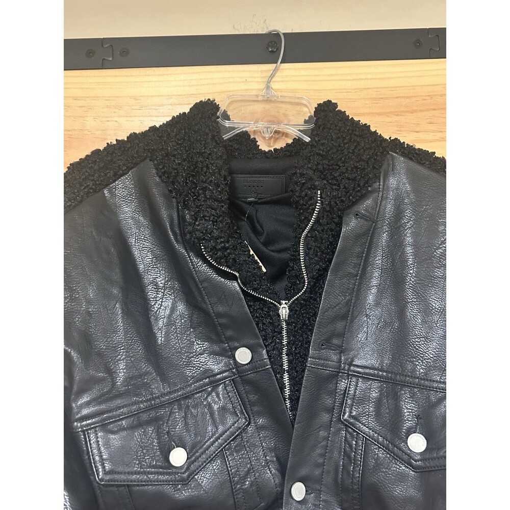 BlankNYC Faux Leather Sherpa Jacket Women’s Black Oversized Size Large NWT - Picture 3 of 11